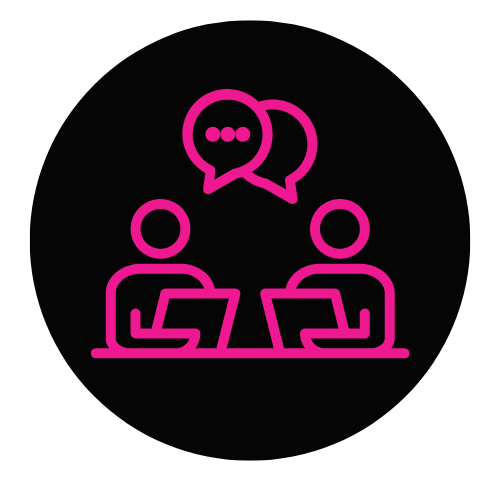Graphic of two people in a coaching session